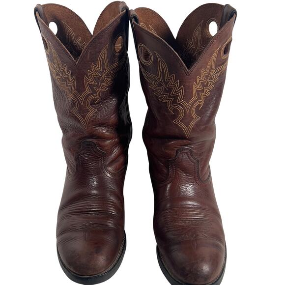 Durango Brown Leather Western Work Boot Men's 9.5D Oil Resistant Non-Marking - Picture 1 of 16